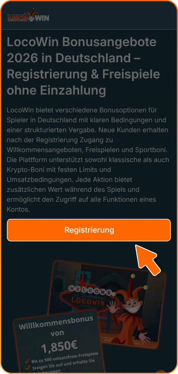 Melden Sie sich in Ihrem LocoWin Konto an oder registrieren Sie sich neu.