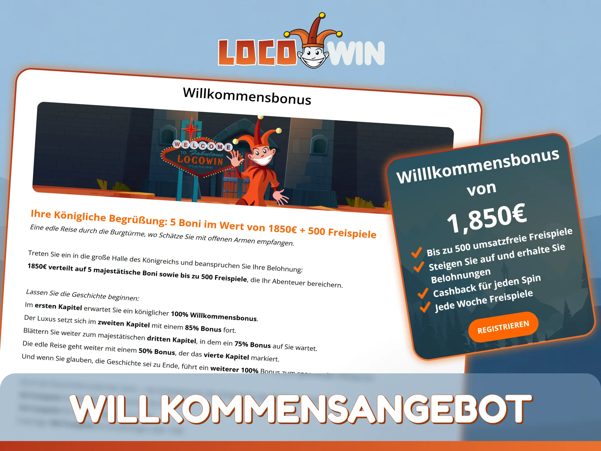 LocoWin Willkommenspaket mit attraktiven Boni und Freispielen für neue Spieler.
